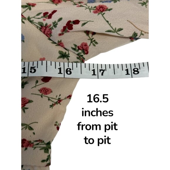 Native Daughters Cream Floral Mini Dress | Cottagecore Puff Sleeve Smocked Cuffs - Picture 7 of 8